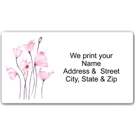 Stonehouse Collection | Pink Wild Flower Return Address Labels | Pink Floral Watercolor Return Address Labels for Envelopes (Pink Flowers)