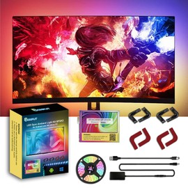 Gaming LED Strip Lights 9.84ft with CH1 Connectors Screen Sync RGB Backlight for 32–43 Inch PC Monitor & TV Music Sync LED Light Bar Works with Windows & Android TV Box BPSK2