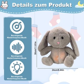 Aohcae Slumber Cuddly Toy, Snooze Rabbit with Heartbeat, Breathing Movement and Music, Snooze Plush Toy, Gifts for Birth Baby, First Equipment Newborn