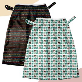 Mama Koala Pail Liner for Cloth Diapers, Reusable and Washable Waterproof Pail Liner with Strap for Diaper Pails, 2 Pack(B003M)