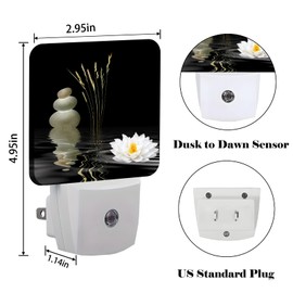 FSHVQKD Zen White Lotus Night Light,Plug Into Wall with Dusk to Dawn Light Sensors, Warm Nightlights for Bedroom, Bathroom, Hallway, Kitchen, Gifts Ideal for Boys Girls Women Men