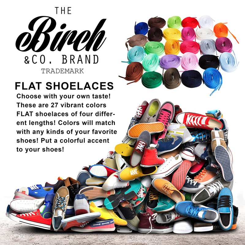 Birch Shoelaces in 27 Colors Flat 5/16" Shoe Laces in