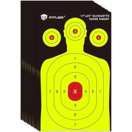 Atflbox Silhouette Paper Target for The Range, 17X25 Inch High Visibility Target Paper