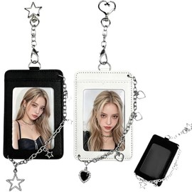 2 llaveros para tarjetas de fotos de K-pop con cadena de metal, marco de plástico electrochapado, soporte para tarjetas de fotos con llavero, funda pr