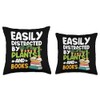 Easily Distracted By Plants And Books Bookworm Gardening Throw Pillow
