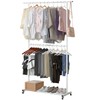 Sywhitta Double Rod Clothing Garment Rack, Rolling Clothes Organizer on