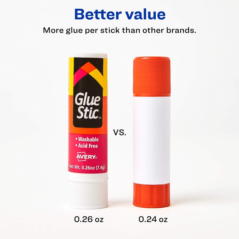 Avery Glue Stick White, Washable, Nontoxic, 0.26 oz. Permanent Glue