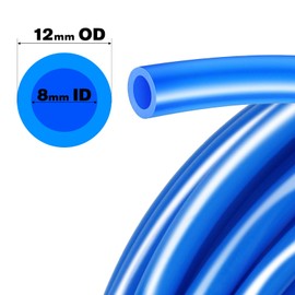 VerRich Pneumatic Tubing Pipe Pu Hose,Blue 12mm OD x 8mm ID 32.8 FT 10 Meters PU Air Hose Line Tube for Air Compressor Transfer