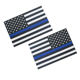 Thin Blue Line American Flag Magnet Decal 5 inch x 3 Inch 2 Pack - Heavy Duty for Car Truck SUV - in Support of Police and Law Enforcement Officers