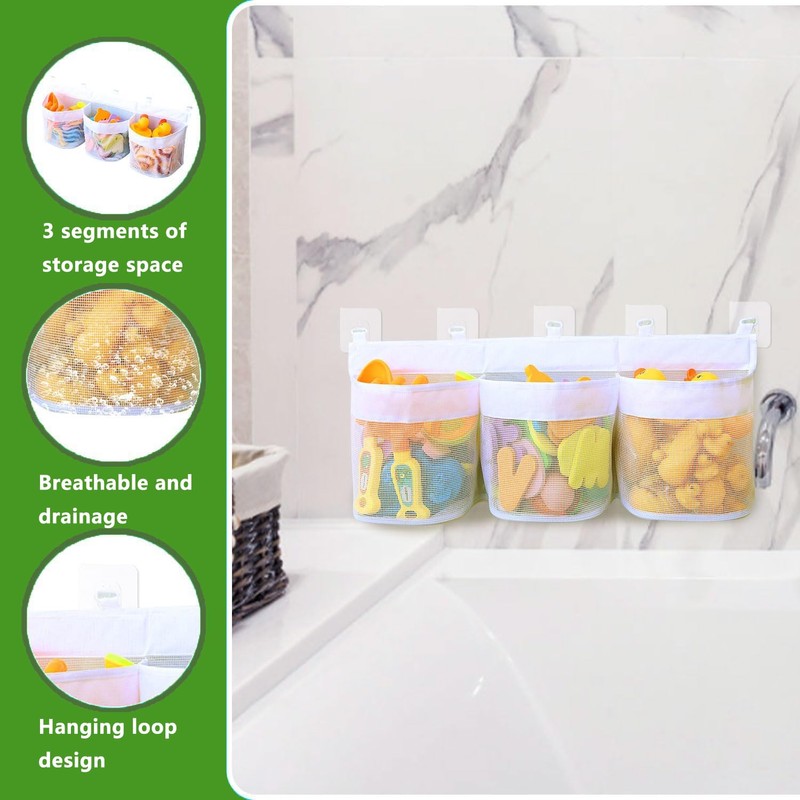 GUOYOU 3 Compartment Hanging Toy Storage Bag, Bath Toy Storage
