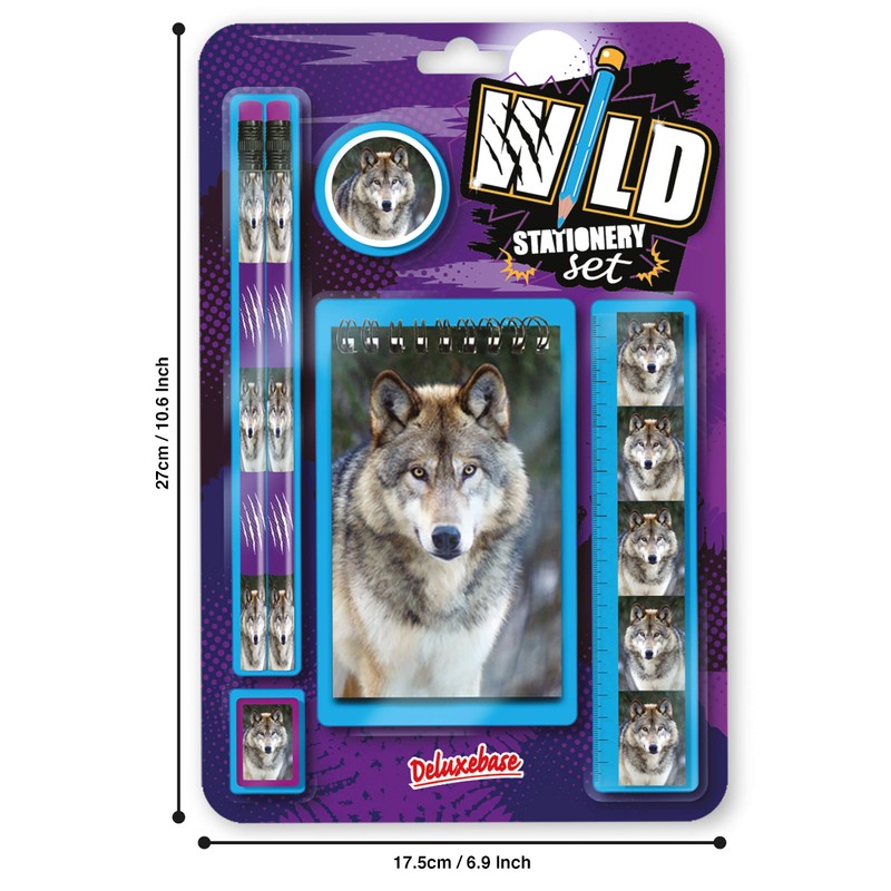 Wild Stationery Set - Wolf from Deluxebase. These cool school