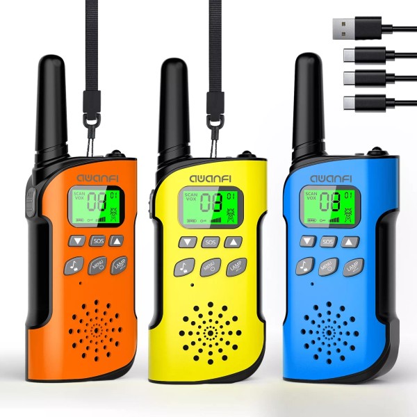 AWANFI 3 Pack Walkie Talkies for Kids,3 KM Long Range
