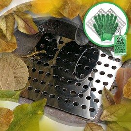 Medipaq Drain Covers Outdoor Square - 2-Pack 15cm x 15cm Plus Free Gardening Gloves - Rustproof Stainless Steel Drain Leaf Guard Drainage Covers - Metal Drain Covers Outdoor