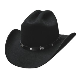 Montecarlo Bullhide Child Hats - PASO Boys - Western Kids Cowboy Wool Felt Hat, Black, Medium