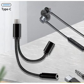 ISTARCOMPUTER Audio and Charging Adapter 2-in-1 | USB C to 3.5mm Jack + USB-C | Hi-Res DAC | Headphones + Simultaneous Charging | Compatible with Devices Without Jack Plug