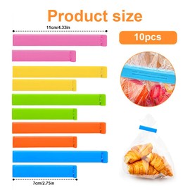 Erismithh Food Clips 10Pcs Food Storage Bag Clips Plastic Sealing Bag Clip Reusable Kitchen Clips for Food Fresh Snack Ziplock(2 Sizes and 5 Colours)