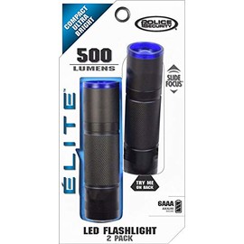 Police Security Compact Elite 500 Lumens LED Storm Flashlight (2-Pack) Black