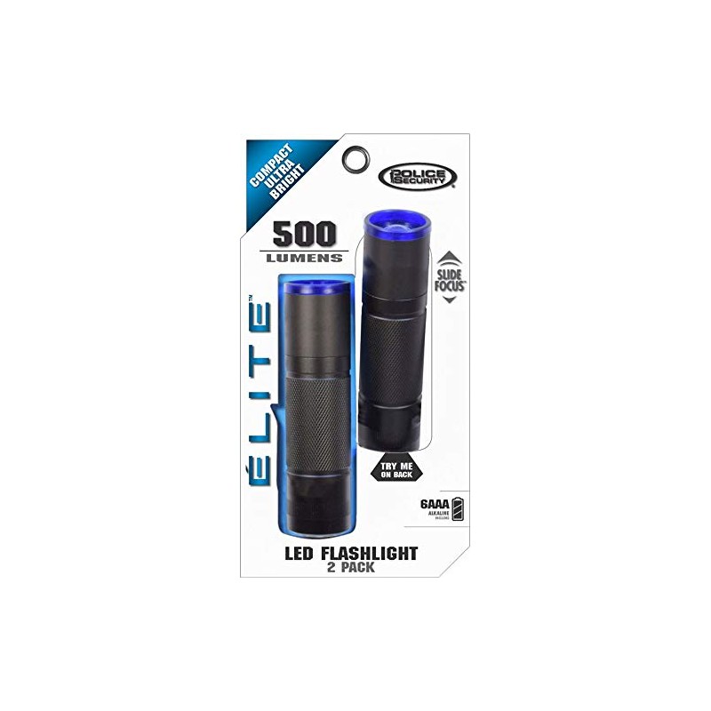 Police Security Compact Elite 500 Lumens LED Storm Flashlight (2-Pack)