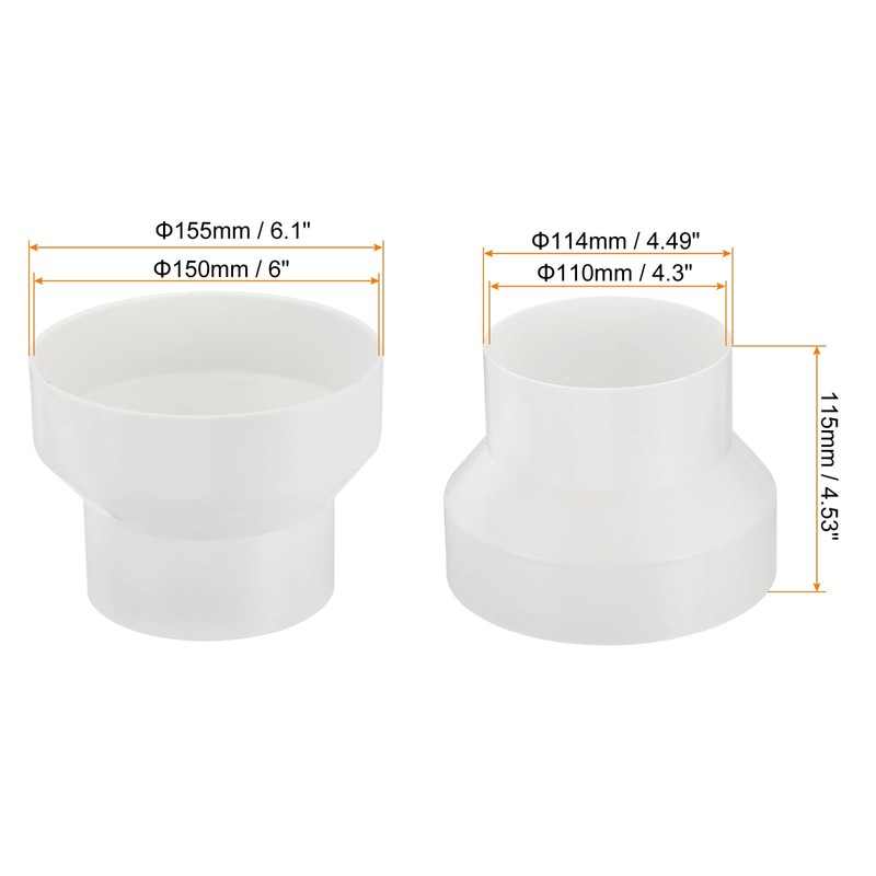 PATIKIL 6" to 4.5" Duct Reducer, Duct Connector Ducting Inline