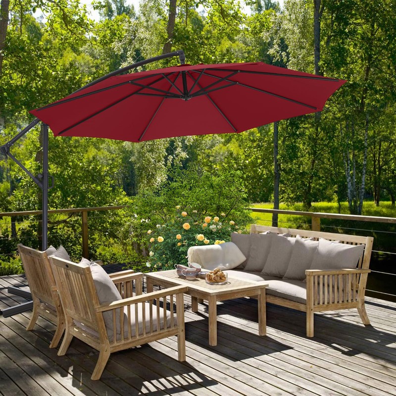 ABCCANOPY 9FT Cantilever Patio Umbrella with base included, 360° Rotation