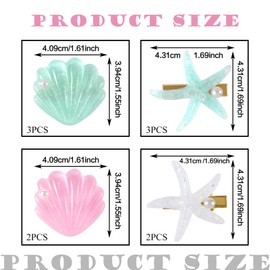 10 PCS Starfish Hair Clip,Mermaid Accessories Women,Starfish Shell Pearl Hair Clip Set for Mermaid Costume Hair Accessories