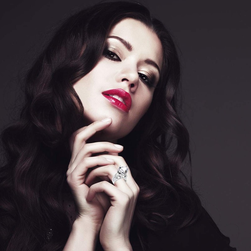 Uloveido Women Simulated Diamond Heart Cocktail Ring for Girls Friend