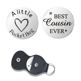 Pocket Hug Token for Cousin Birthday Gifts for Cousin Female Male Best Cousin Ever Pocket Hug for Men Girls Christmas Gifts for Cousin Women Men Double Sided Engraved Keychain for Cousin Boys