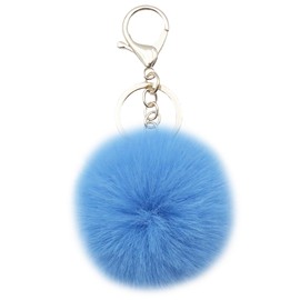 Xsclpomddy Pom Pom Keychain Faux Fur Ball Keychains Fluffy Keyring Tote Pendant Car Bag Soft Plush Charm,new light blue