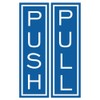 Push Pull Vertical Standard Door Sign w/ Border (Blue) -