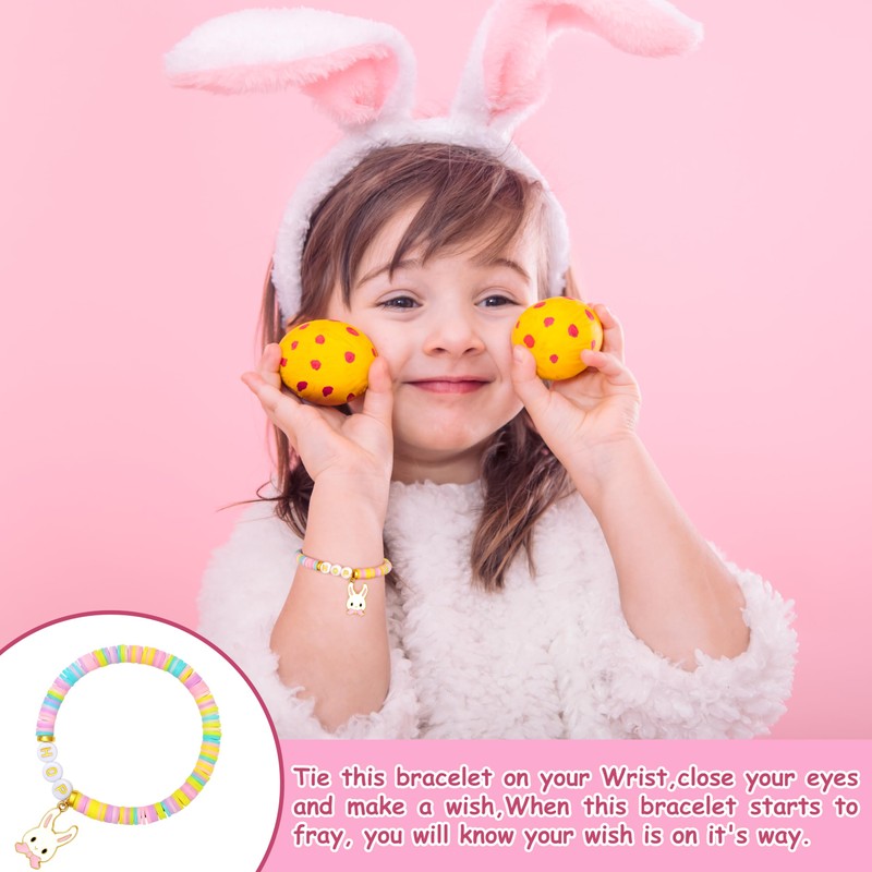 JoycuFF Easter Basket Essentials Stuffers Gifts Colorful Bead Bracelets Easter