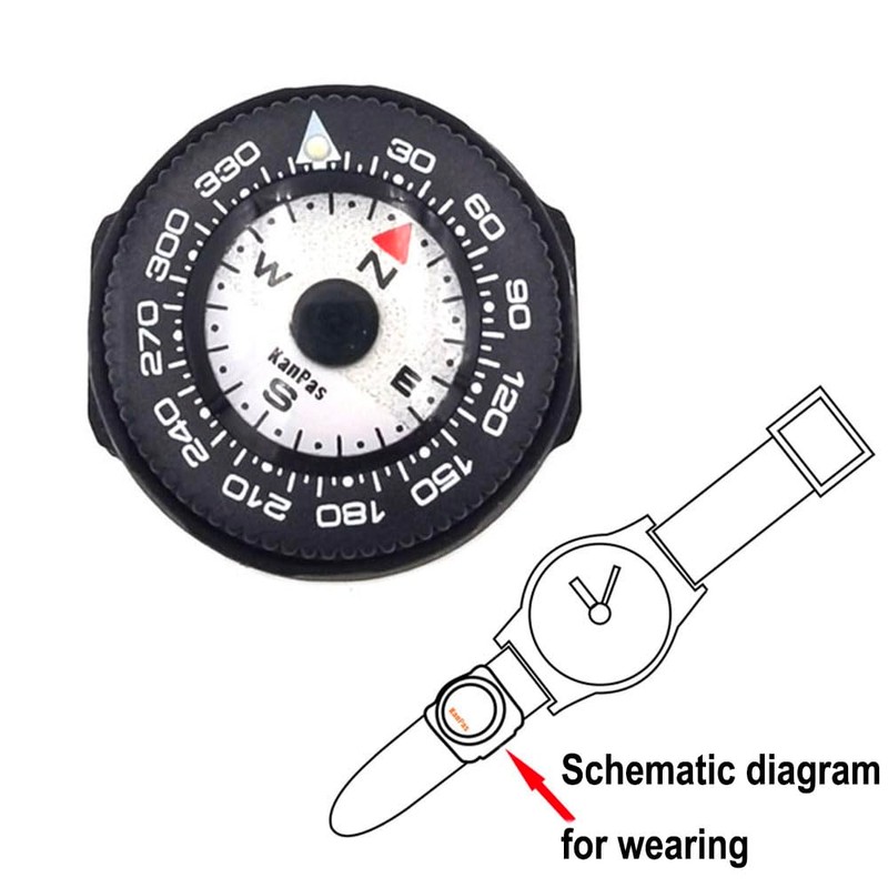 KanPas Mini Button Map Compass with Turnable Bezel for Watchband