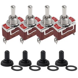 ACEIRMC Waterproof Toggle Switch 12V Marine ON Off ON 3 Pin 3 Position SPDT 12 Volt DC 30A Heavy Duty 3 Way Toggle Switch with Boot Cap Cover for Car Auto Truck Boat (ON-Off-ON)