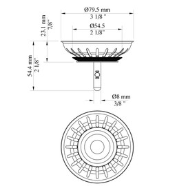 KANARY Stainless Steel Kitchen Sink Strainer Basket-Replacement for Standard Drains(3-1/2 Inch)-Ball-Lock Rubber Stopper (2-Pack, Stainless Steel)