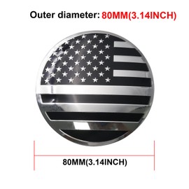 4PCS 80mm Silver and Black US Flag Logo Aluminum Metal Wheel Center Cap Circular Stickers for Rims Wheels Accessories Hub Cap Decals for Car Truck SUV