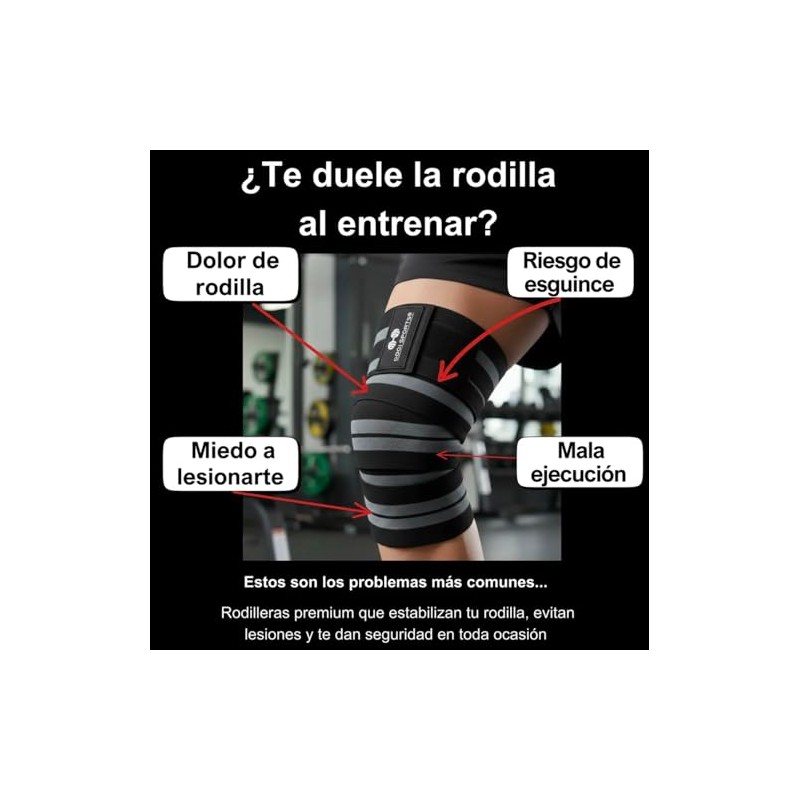 Kit Vendas Para Rodilla Knee Wraps + Coderas +muñequeras Gym