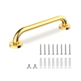 MFE Grab Bar for Bathtubs and Showers - 12" Gold Handicap Bathroom Safety Handrail for Elderly - Wall Senior Stainless Steel Rail Handle for Tub, Toilet, Bath, Kitchen, Bedroom and Step