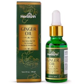 Aceite de Masaje de Jengibre Natural Herbishh – 100% Puro Aceite Esencial, Fortalecedor Capilar, Tratamiento para Cabello Fino y Débil, Sin Tóxicos ni Aditivos, Mujeres y Hombres, 30 ml