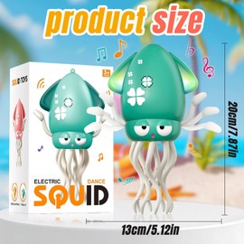 Electric Dancing Octopus Baby Toy, with Automatic Obstacle Avoidance Sensor, Upright & Crawling Modes, Rechargeable Magic Dancing Music Squid for Kids Ages 3-7, Fun Birthday Gift for Boy Girl(Orange)