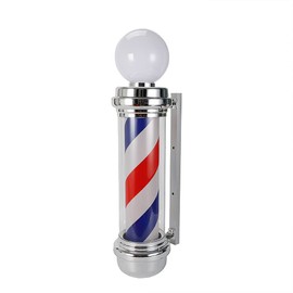 Gdrasuya10 Barber Pole Light LED Red White Blue Stripes Rotating Metal Hair Salon Shop Salon Barbershop Rotating Lamp Wall Mount Light (32 inch)