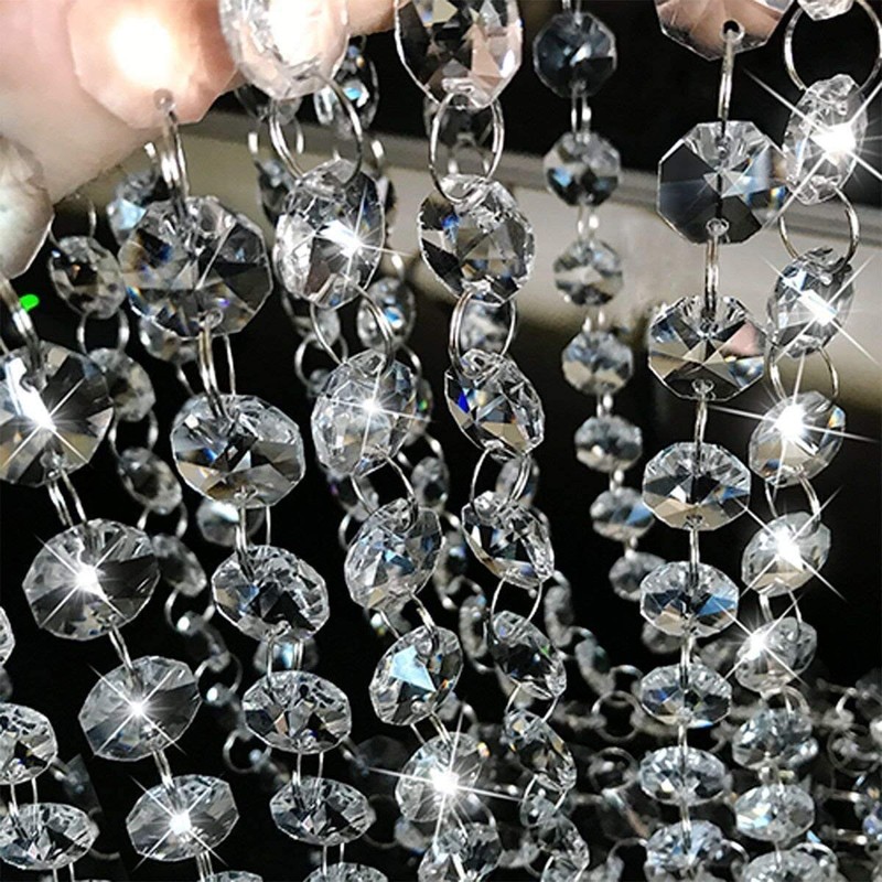 10pcs Octagonal Bead Curtain Crystal Pearl Noren Decoration DIY Door/Entryway/Window/Wedding/Party(10x1M,