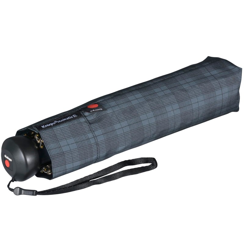 Knirps Minimatic SL Gents Print Men's Pocket Umbrella, Check-anthracite