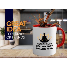 Flairy Land Meditation 2Tone Mug 11oz Red -Healthy Lfe - Relaxiation Stress Relief Zen Buddhist Mindfullnest Savasana
