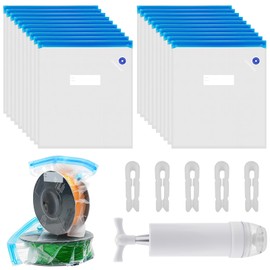 Erzekrim Pack of 20 Filament Vacuum Bags Kit 3D Filament Storage 30 x 34 cm Moisture-proof Vacuum Bag for 3D Filaments with Vacuum Pump and Sealing Clips for Filament Storage