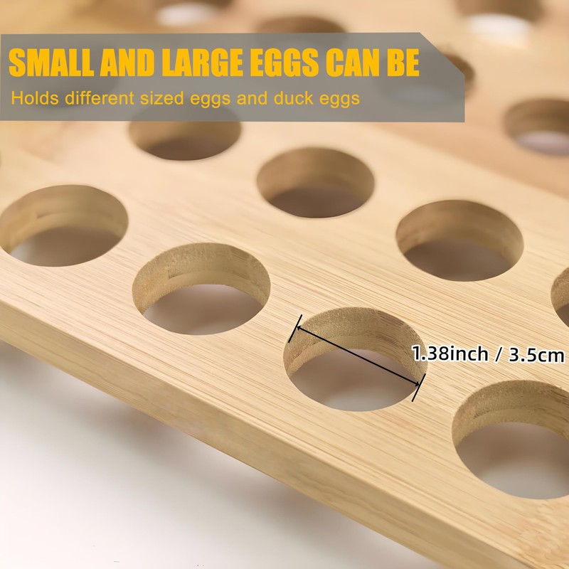 Bamboo Egg Holder & Storage - Stackable Large Capacity Organizer,