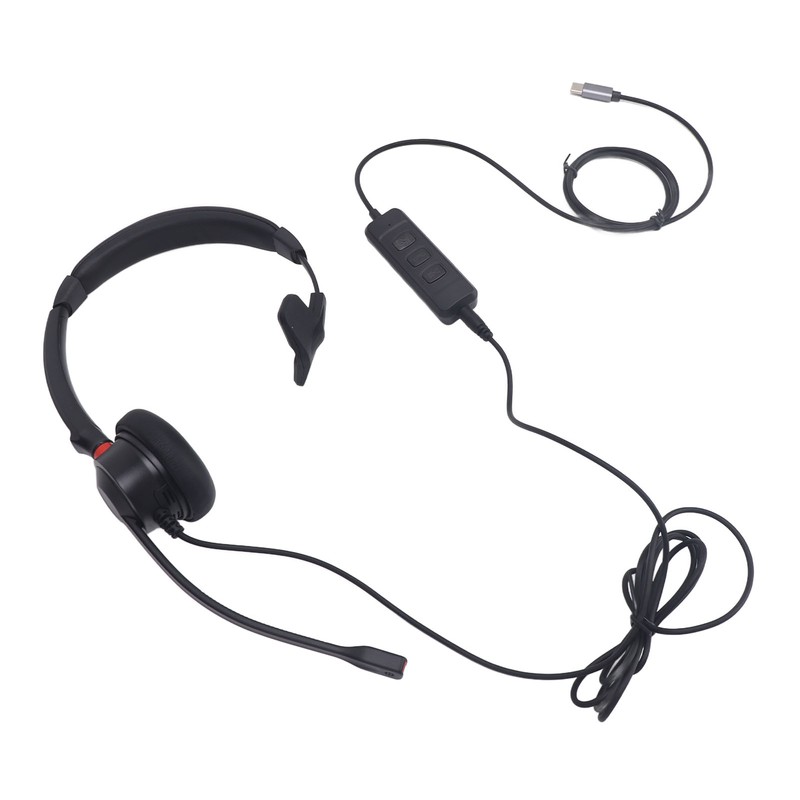 Telephone Headset Noise Canceling Single Ear Comfortable USB C to