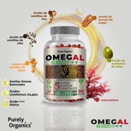 Omegal Vegan 3 6 9 5 Super Aceites Vegetales + Astaxantina Sabor Sin sabor