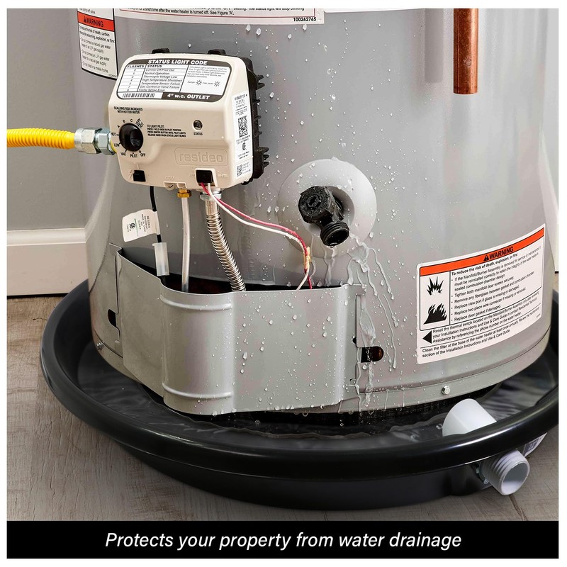 Everflow PWHP24 Plastic Water Heater Drain Pan with 1 in.