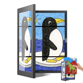 13x9.5 Kids Artwork Frames Changeable, Fits A4 size Drawing, Front Open Wall Mount Kids Art Frame Display with Storage up to 120 pcs (1, Black)