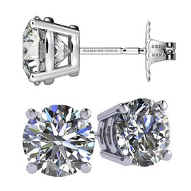 NANA Jewels Round CZ Stud Earrings SS316 Surgical Steel & Sterling Silver Cubic Zirconia - 5.25mm (1.00cttw) Platinum