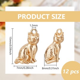 BENECREAT 12 Pcs Brass Cat Charms, 18K Gold Plated 3D Animal Pendant for Jewelry Making, Brass Drops for Necklace, Jewellry Accessories for Bracelet, Earring